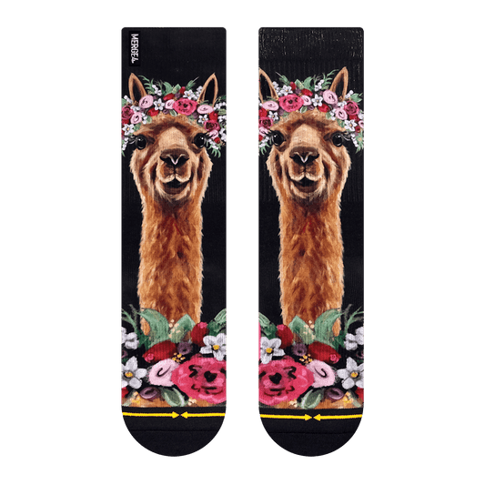 Alpaca Farm Animal Adult Crew Socks With Art By Lee Keller