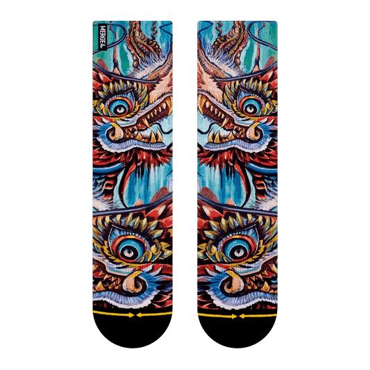 Dragon Tattoo Style Adult Crew Socks With Art By Mike Espinosa