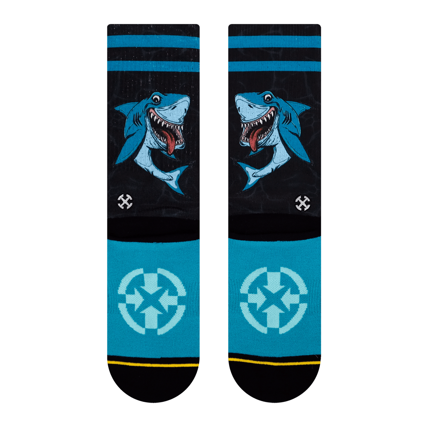 Sharks Art By Skateboarding Hall of Famer Steve Caballero & Hanna Minck Adult Crew Socks