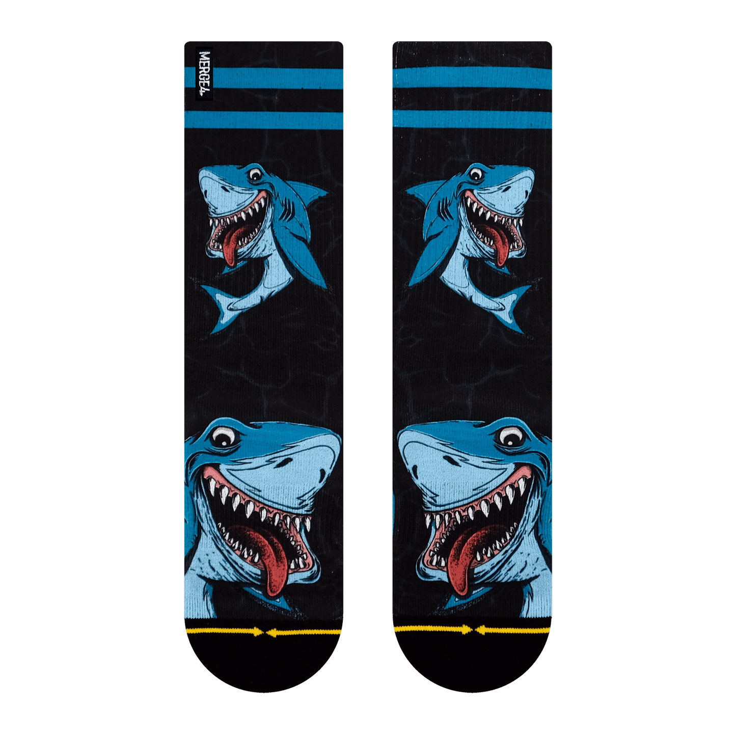 Sharks Art By Skateboarding Hall of Famer Steve Caballero & Hanna Minck Adult Crew Socks