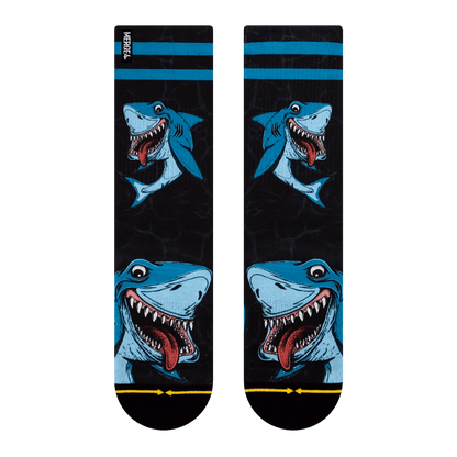 Sharks Art By Skateboarding Hall of Famer Steve Caballero & Hanna Minck Adult Crew Socks