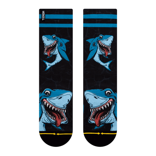 Sharks Art By Skateboarding Hall of Famer Steve Caballero & Hanna Minck Adult Crew Socks