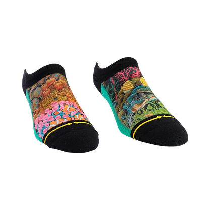 Coral Reef Adult No Show Socks With Art By Caia Koopman