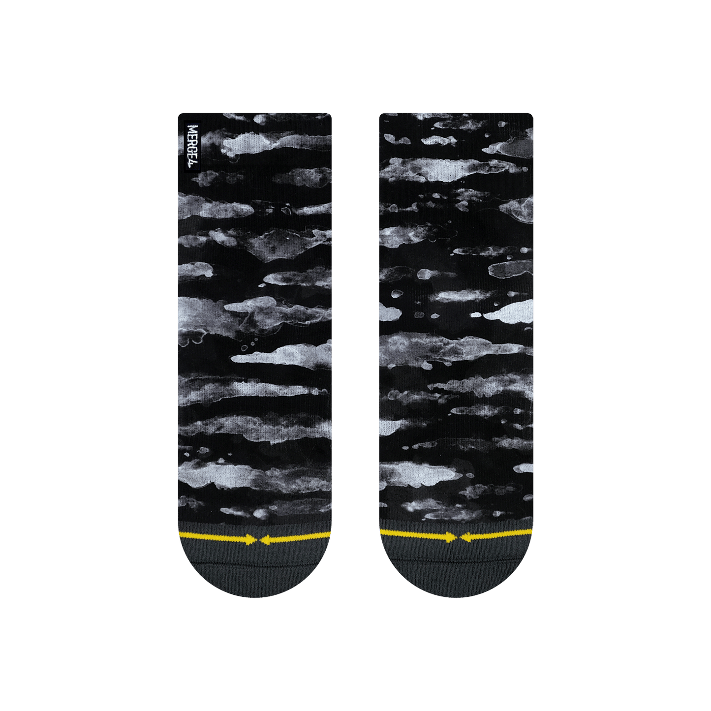 Black Water Color Adult Quarter Crew Sock