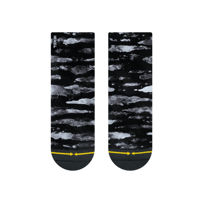 Black Water Color Adult Quarter Crew Sock