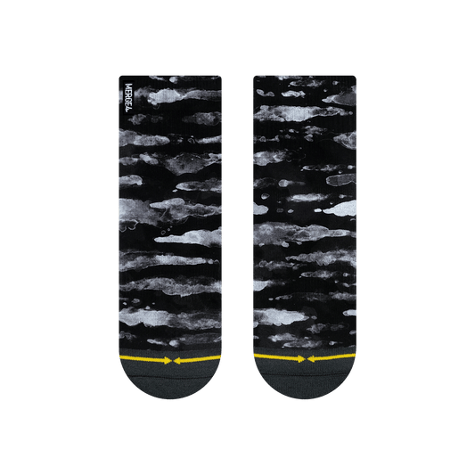 Black Water Color Adult Quarter Crew Sock