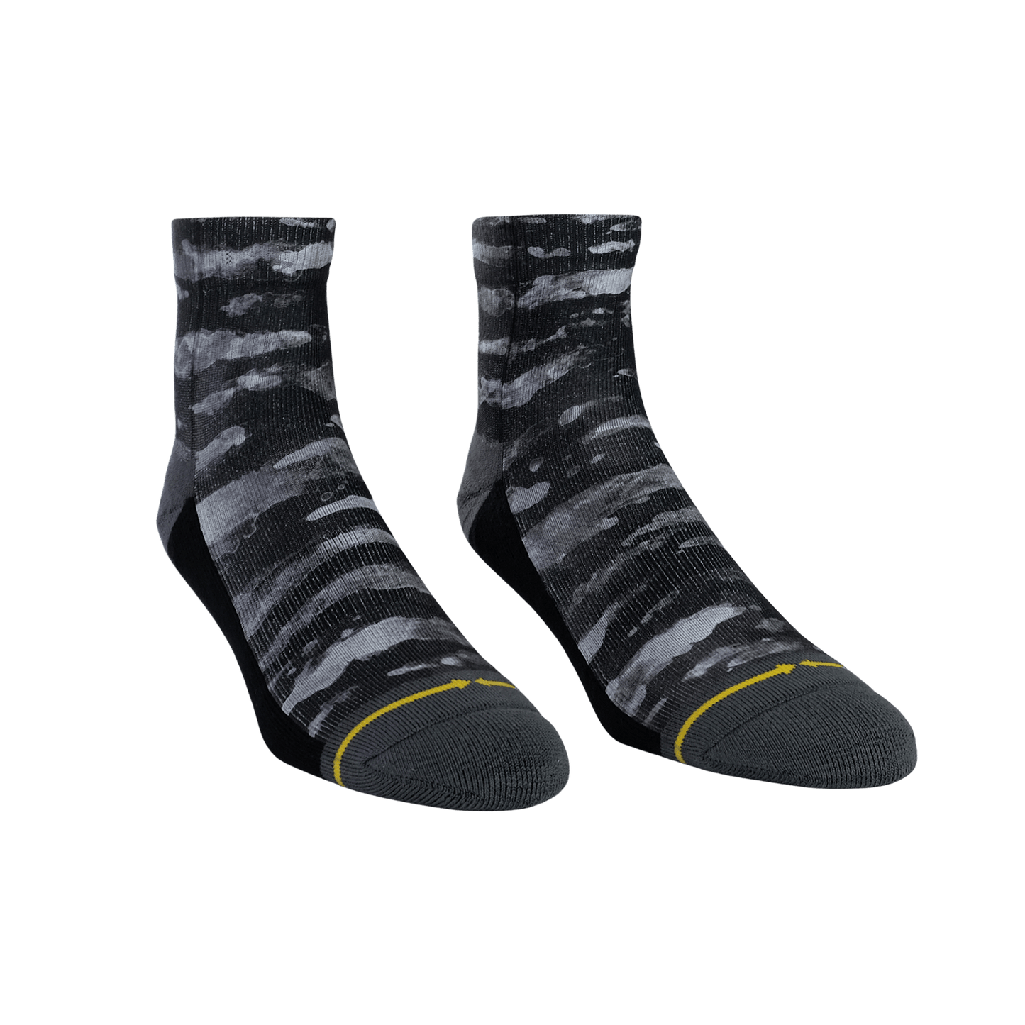 Black Water Color Adult Quarter Crew Sock