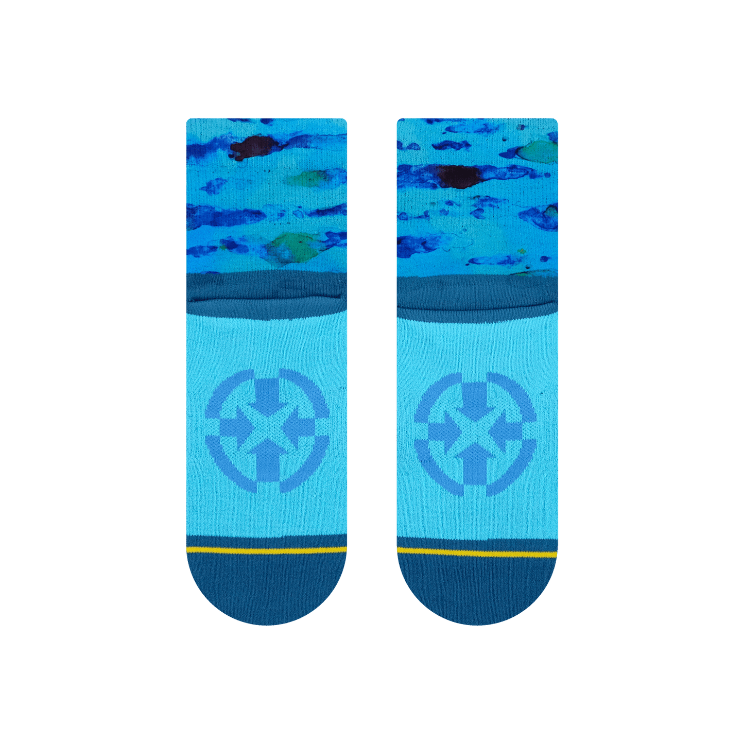 Blue Water Color Quarter Adult Crew Socks