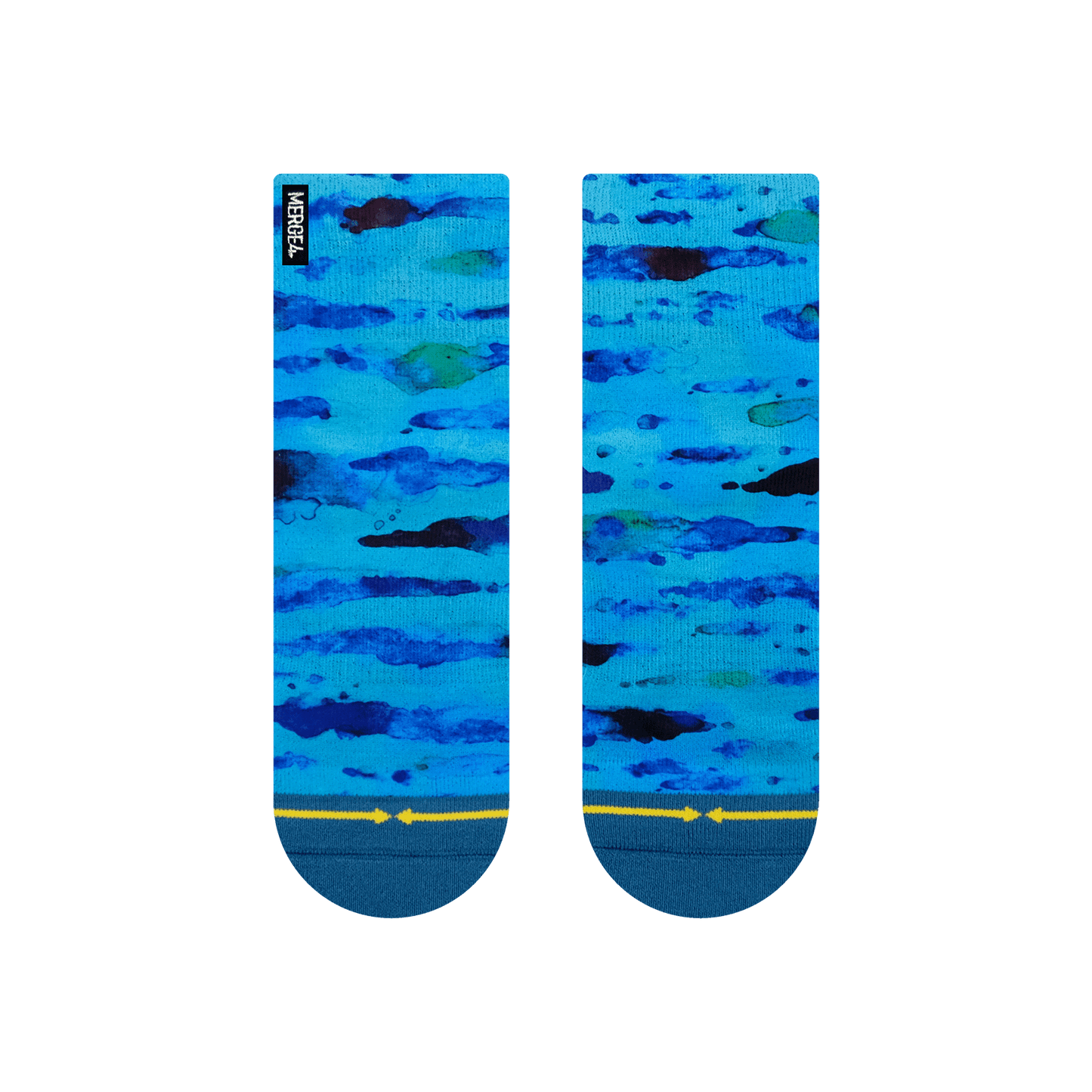 Blue Water Color Quarter Adult Crew Socks
