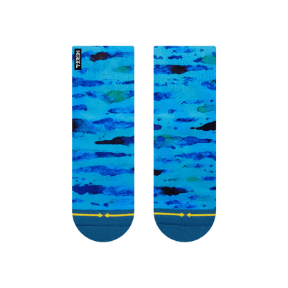 Blue Water Color Quarter Adult Crew Socks