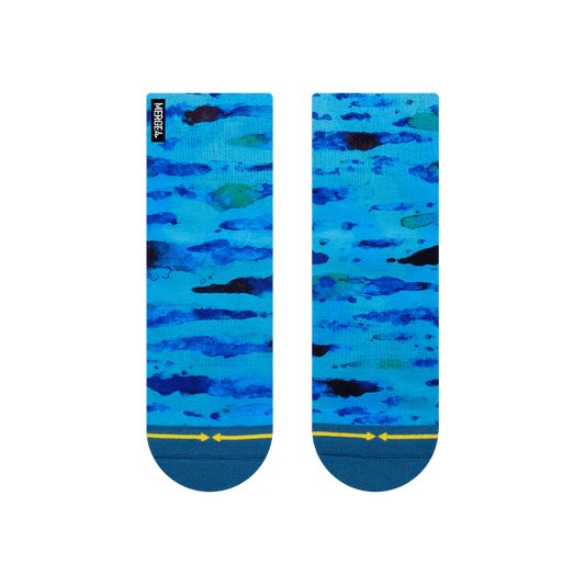 Blue Water Color Quarter Adult Crew Socks