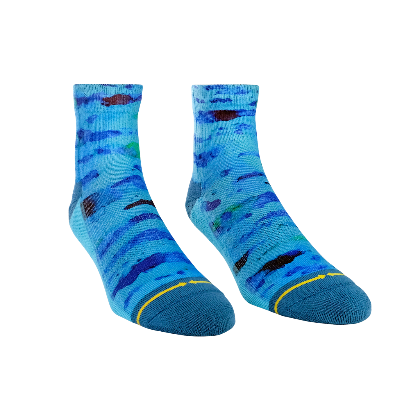 Blue Water Color Quarter Adult Crew Socks