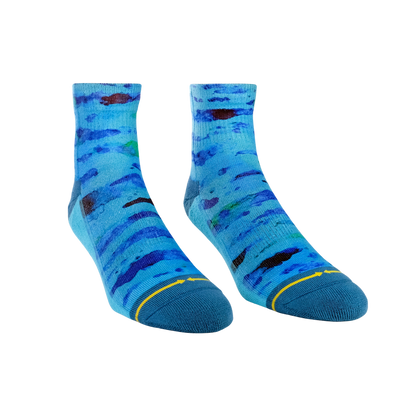 Blue Water Color Quarter Adult Crew Socks