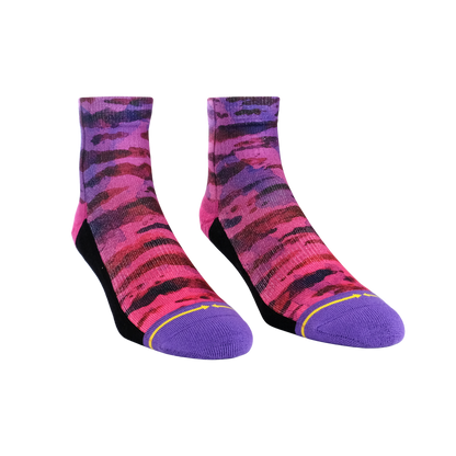 Purple Water Color Quarter Crew Socks