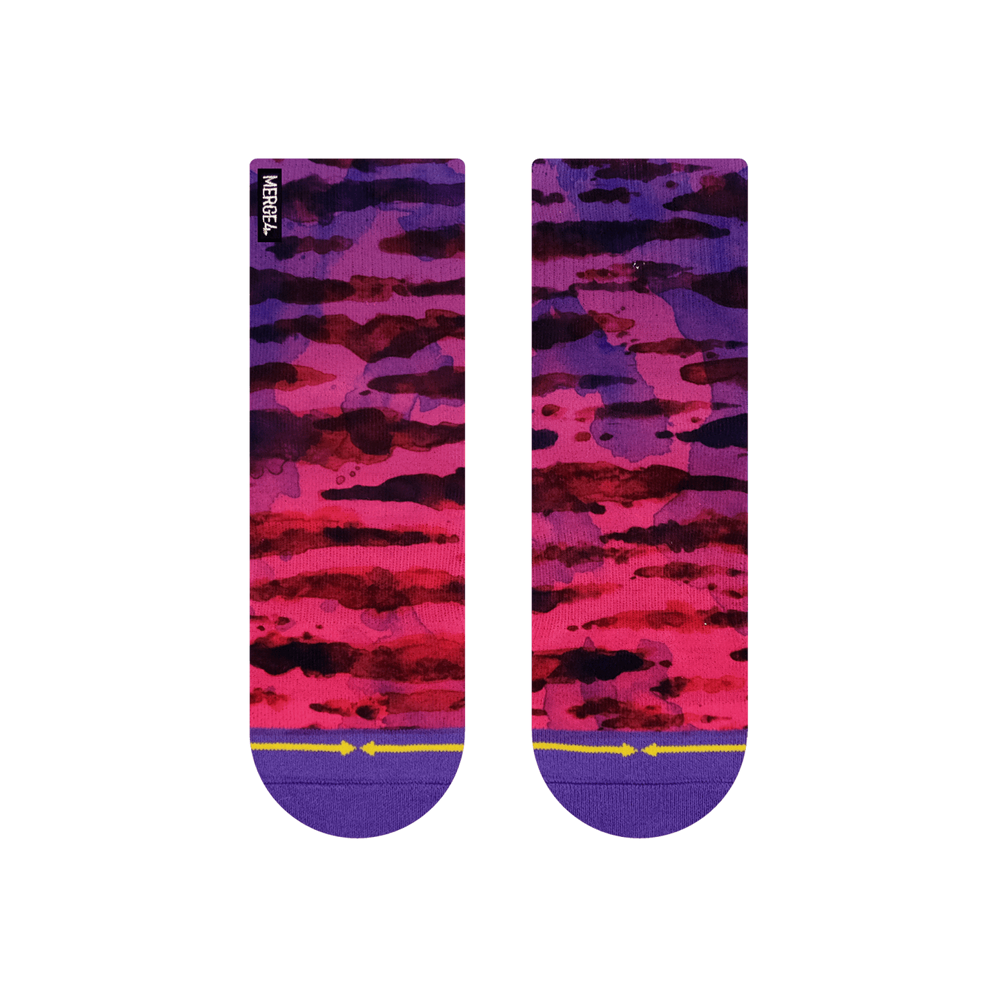 Purple Water Color Quarter Crew Socks