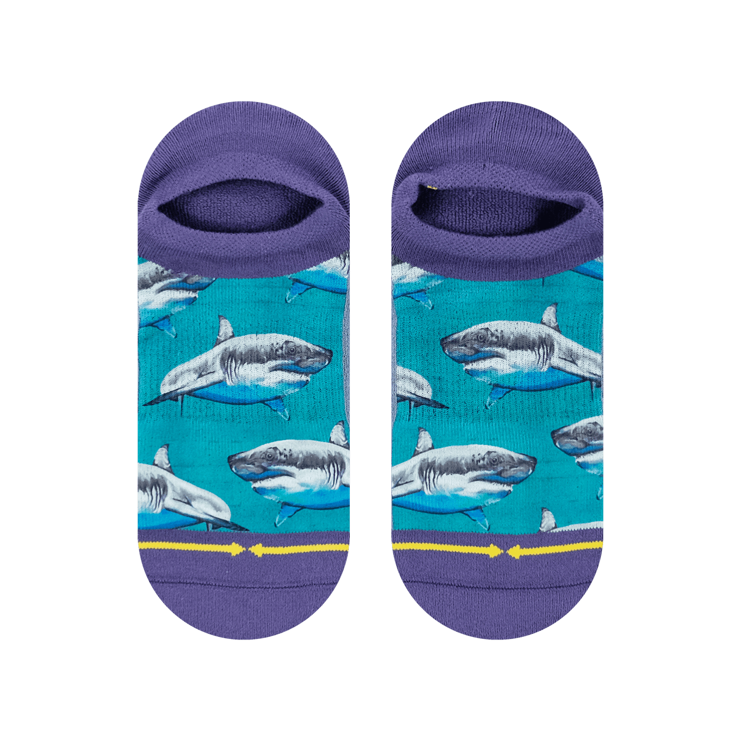 Great White Sharks Adult No Show Socks With Art By Taylor Reinhold
