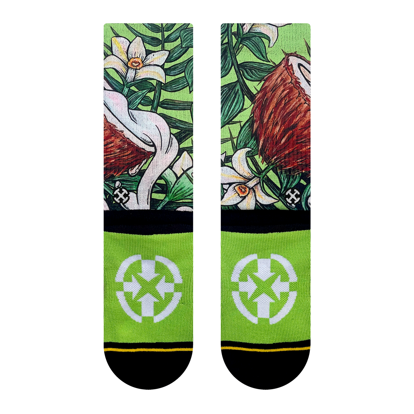 Coconut Adult Crew Socks with Art by Kaia Myall
