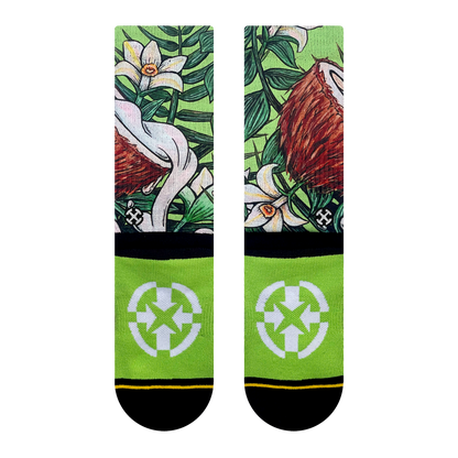 Coconut Adult Crew Socks with Art by Kaia Myall