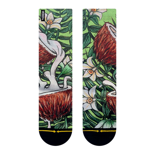 Coconut Adult Crew Socks with Art by Kaia Myall