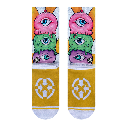 Eyes Cream Adult Crew Socks with Art by Kaia Myall