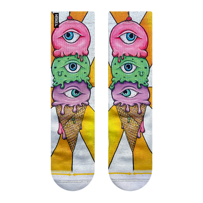 Eyes Cream Adult Crew Socks with Art by Kaia Myall