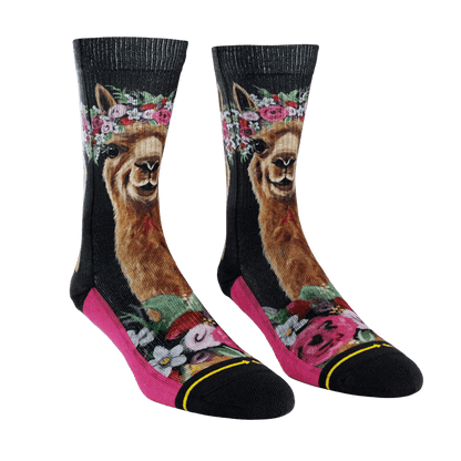 Alpaca Farm Animal Adult Crew Socks With Art By Lee Keller