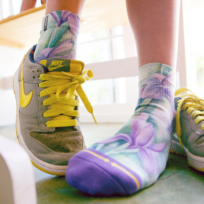 Irises Women's Quarter Crew Socks With Art By Maia Negre