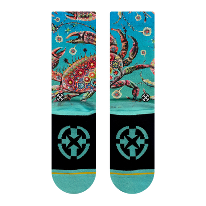 Barrio Crab Adult Crew Socks with Art by Max Ehrman
