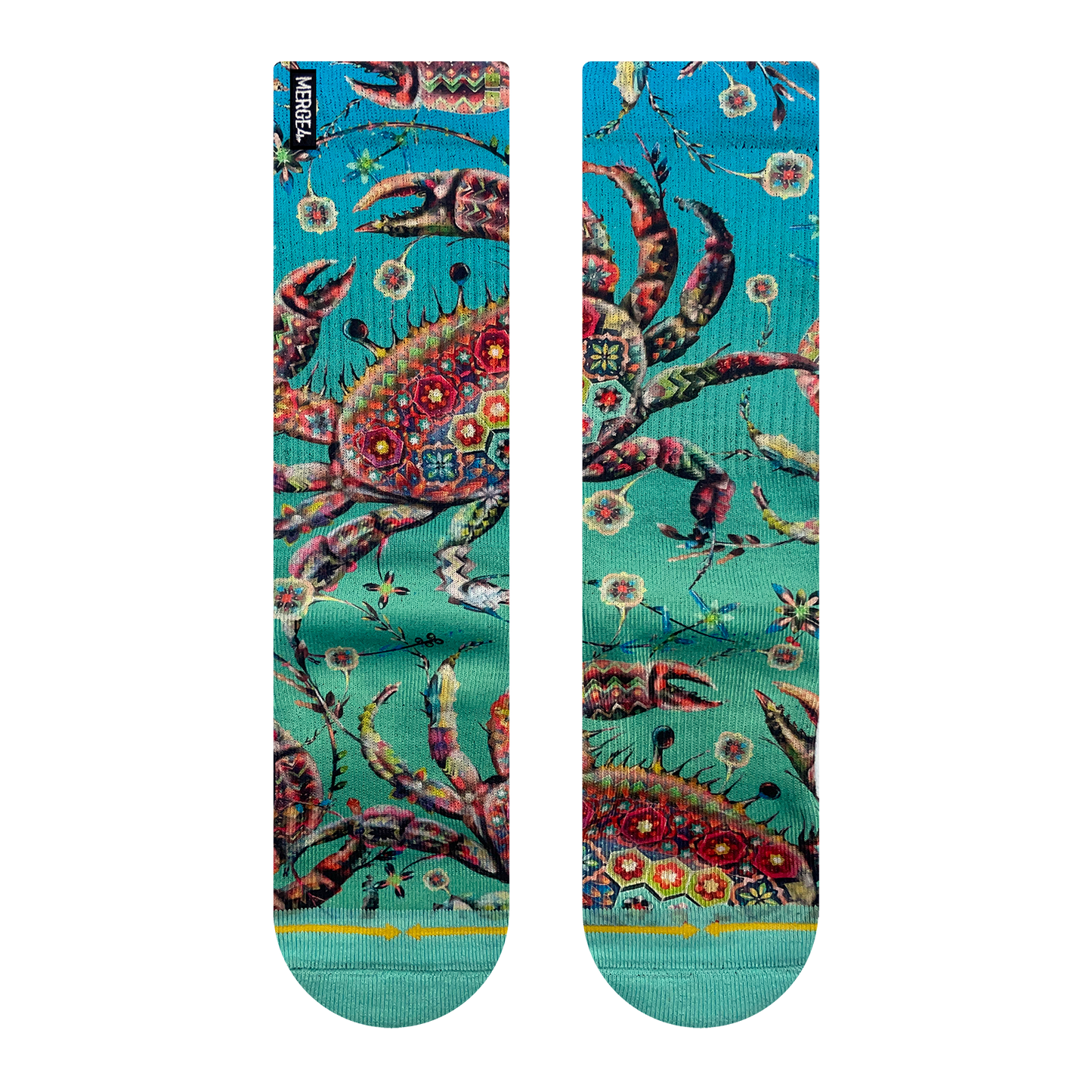 Barrio Crab Adult Crew Socks with Art by Max Ehrman