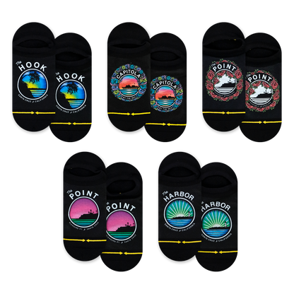 Slidertown Adult No Show Socks 5-Pack