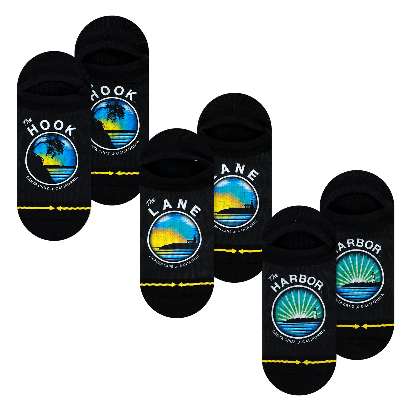 Slidertown Sunset Adult No Show Socks 3-Pack