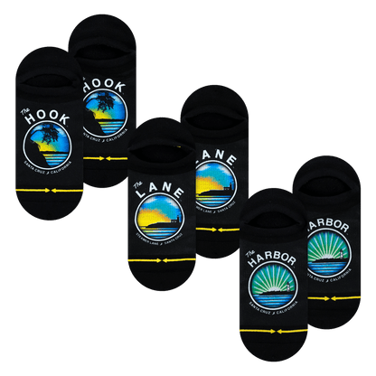Slidertown Sunset Adult No Show Socks 3-Pack