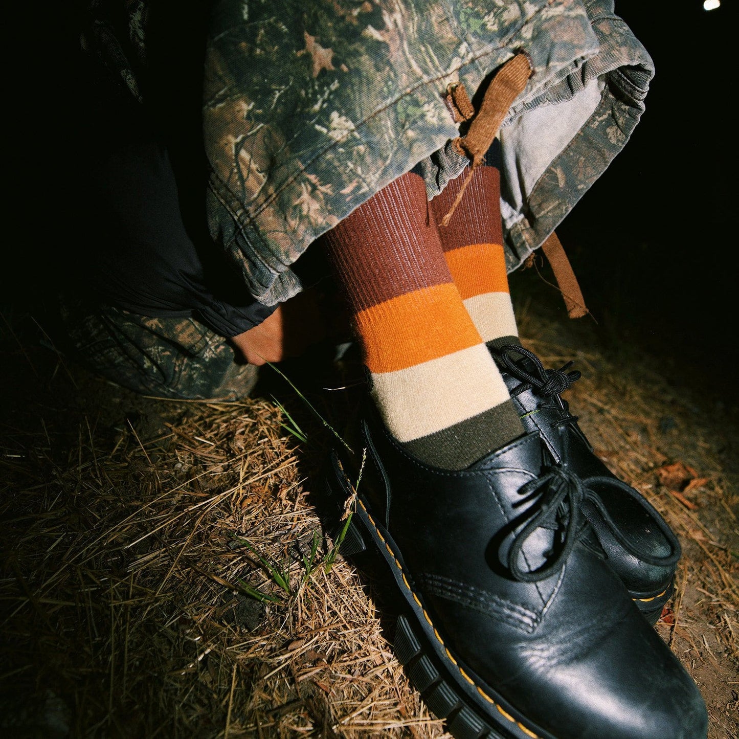 Spidey Brown Bamboo Stripes Adult Crew Sock