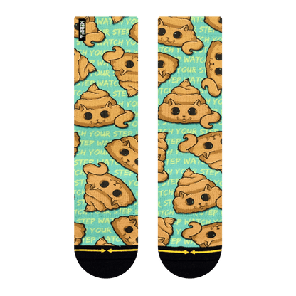 Poo Cat Adult Crew Socks Art By Chump Magic
