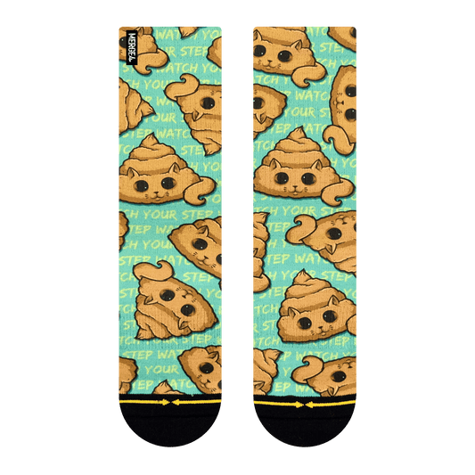 Poo Cat Adult Crew Socks Art By Chump Magic