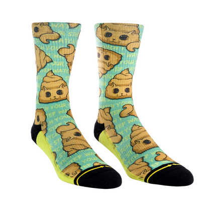 Poo Cat Adult Crew Socks Art By Chump Magic