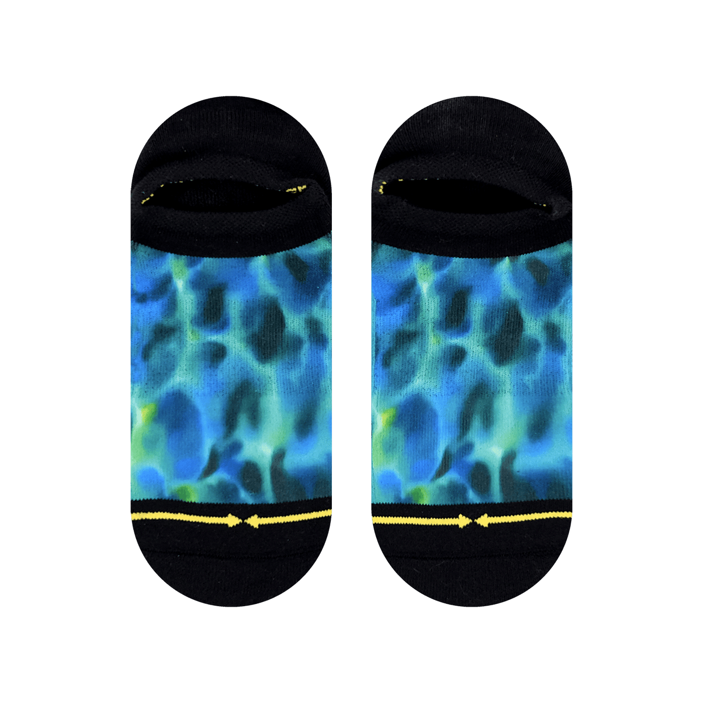 Turquoise Water Color Adult No Show Sock With Art By Daniel Jean-Baptiste