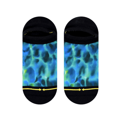 Turquoise Water Color Adult No Show Sock With Art By Daniel Jean-Baptiste