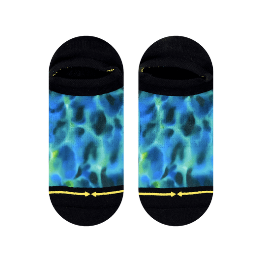 Turquoise Water Color Adult No Show Sock With Art By Daniel Jean-Baptiste