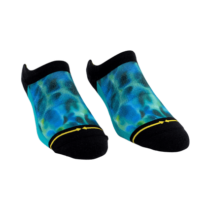 Turquoise Water Color Adult No Show Sock With Art By Daniel Jean-Baptiste