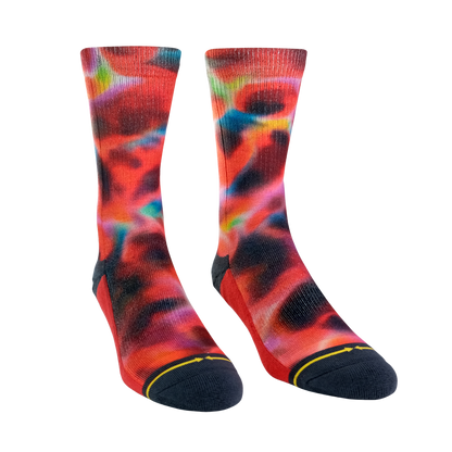 Red Water Color Adult Crew Socks Art By Daniel Jean-Baptiste
