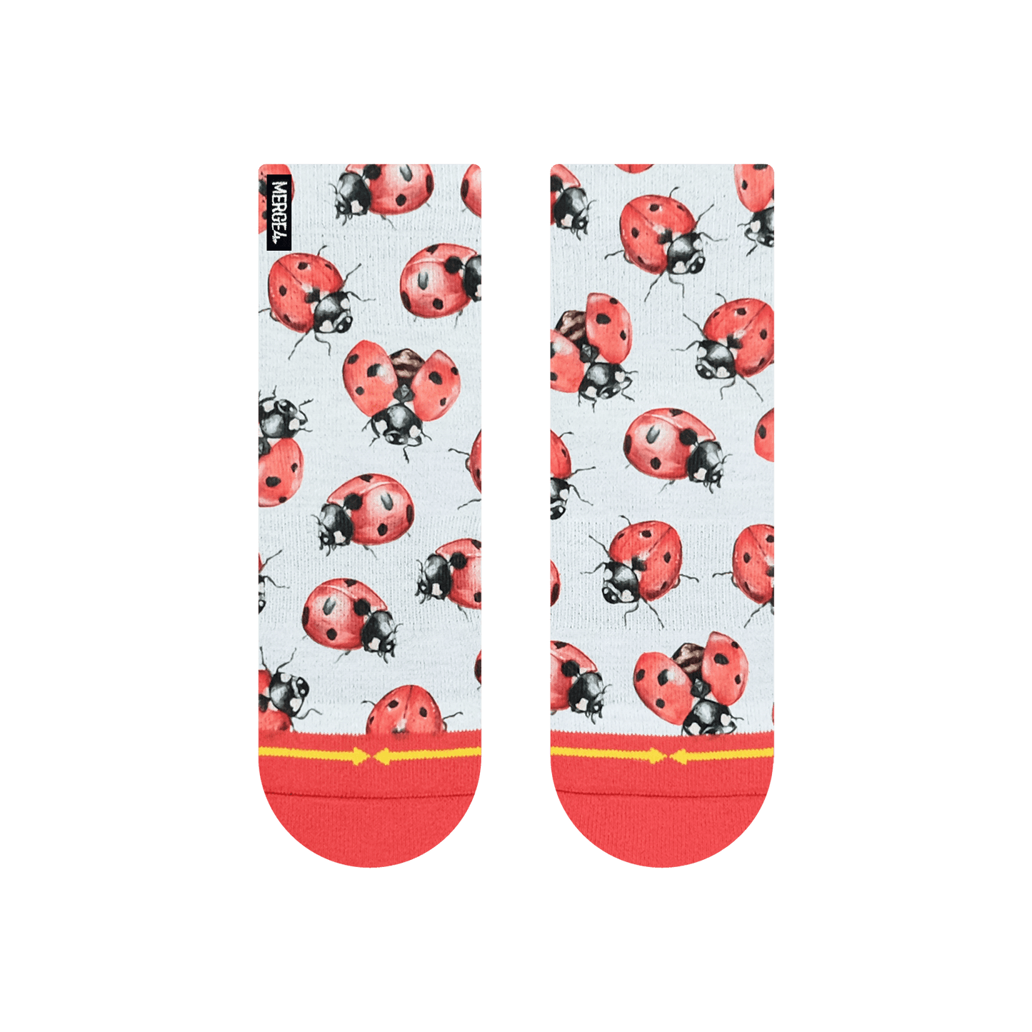 Lady Bugs Adult Quarter Crew Socks with Art by Hanna Minck