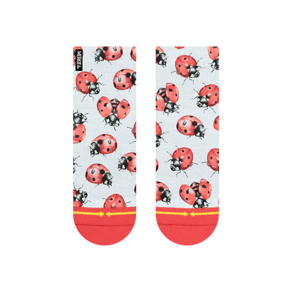 Lady Bugs Adult Quarter Crew Socks with Art by Hanna Minck