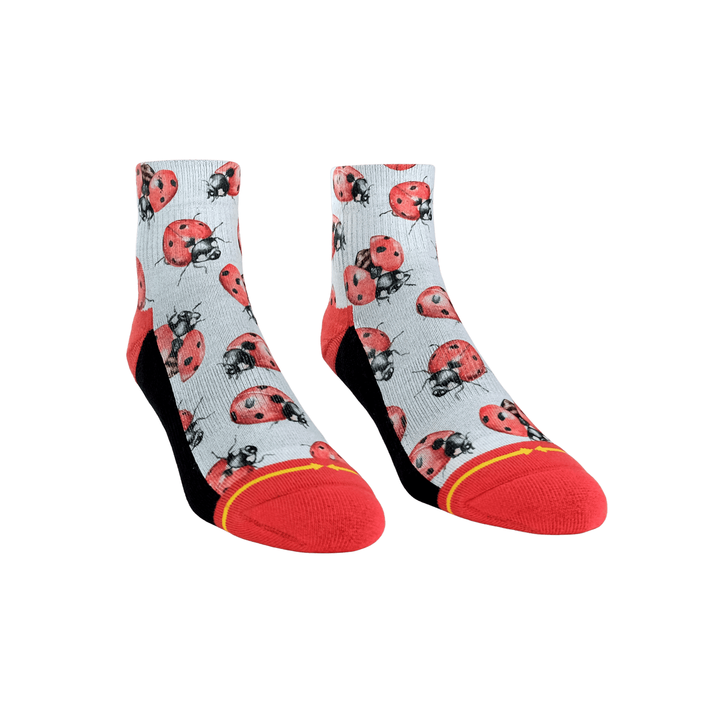 Lady Bugs Adult Quarter Crew Socks with Art by Hanna Minck