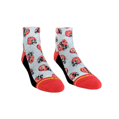 Lady Bugs Adult Quarter Crew Socks with Art by Hanna Minck