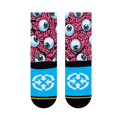 Jimbo Eye Pink Youth Crew Socks
