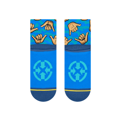 Shaka Quarter Adult Crew Socks With Art By Jimbo Phillips