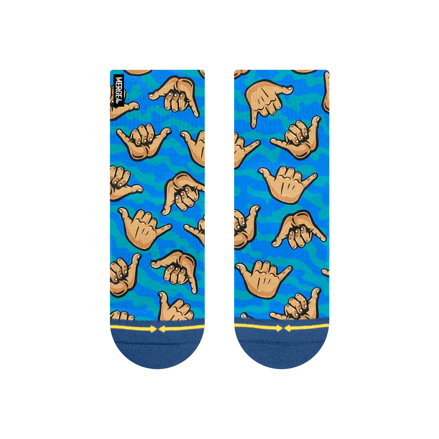 Shaka Quarter Adult Crew Socks With Art By Jimbo Phillips