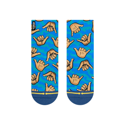 Shaka Quarter Adult Crew Socks With Art By Jimbo Phillips