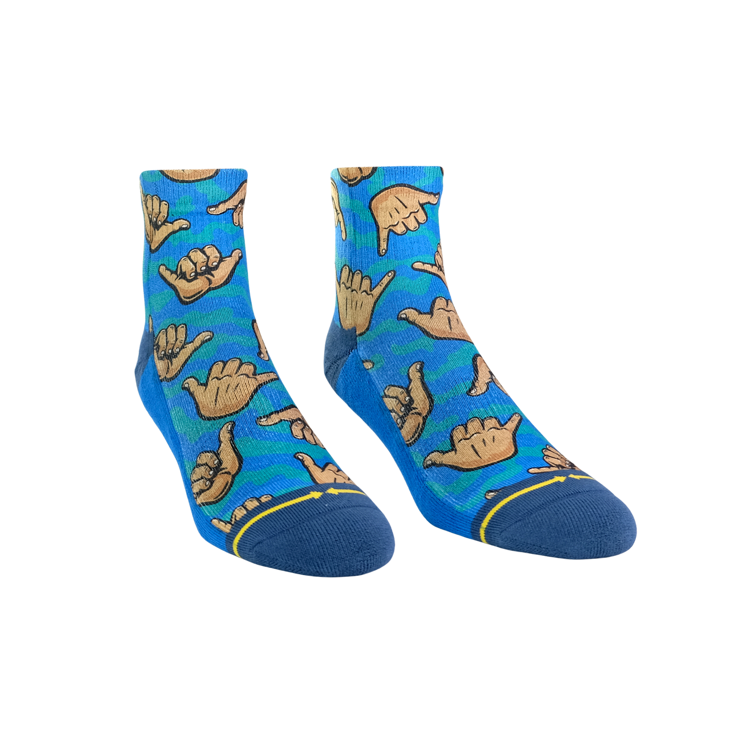 Shaka Quarter Adult Crew Socks With Art By Jimbo Phillips